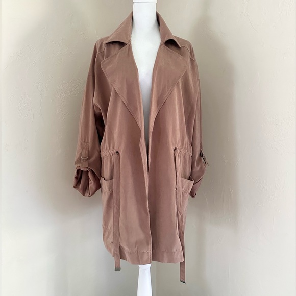 BeCool Dusty Rose Pink Utility Trench Jacket Size L - Picture 1 of 11